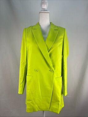 WILDFANG The Empower Double Breasted Blazer Neon Green NWT